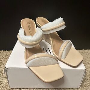 Dream Pairs Beige Double-Band Slide Mules